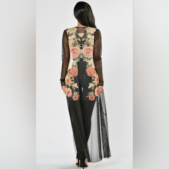 Fashion Nova Swim Long Sleeve Sheer Mesh Floral Cover Up Poshmark